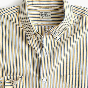 J.Crew Slim Secret Wash Cotton Button Down Shirt Yellow Blue Stripe Medium NWT